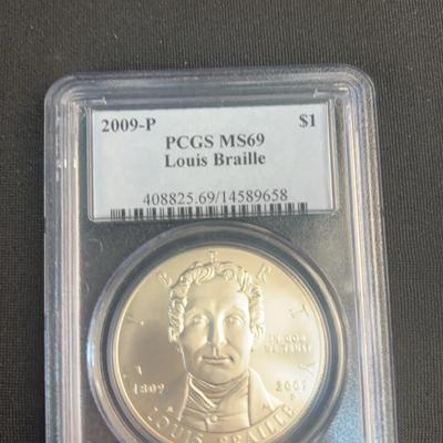 2009-P Louis Braille Commemorative Silver Dollar (PCGS) (MS69)