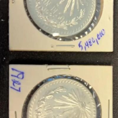 (2) Mexico Silver Pesos 1921&1927 (key Dates)