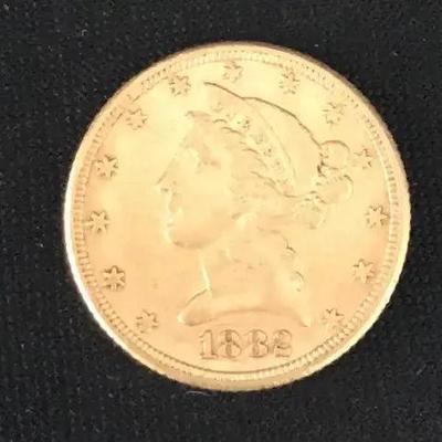1882 $5 Dollar Liberty Gold Coin