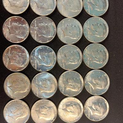 1966 Silver Kennedy Half dollars (UNC) (20) Pieces