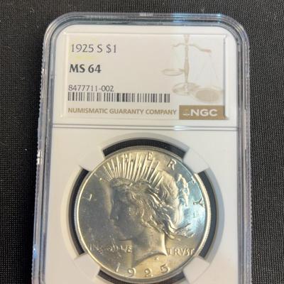 1925-S Peace Dollar (NGC) (MS64)
