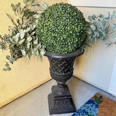 Plastic Planter With Faux Greenery #2