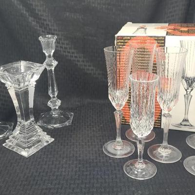 Crystal Champagne Flutes and Vases