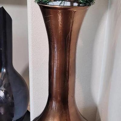 Glass-like Vase and Silk Flowers