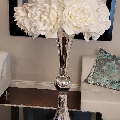 Trumpet Vase With Silk Flowers