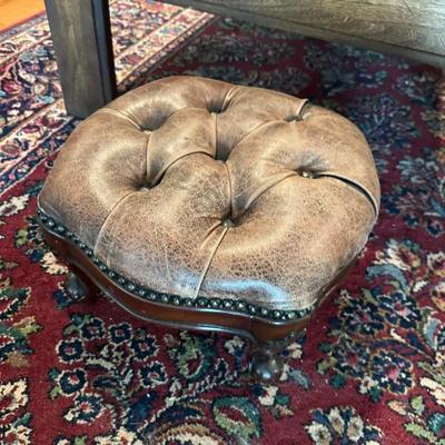 Mahogany & Leather Footstool