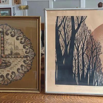 Mixed Media & Block Print Art