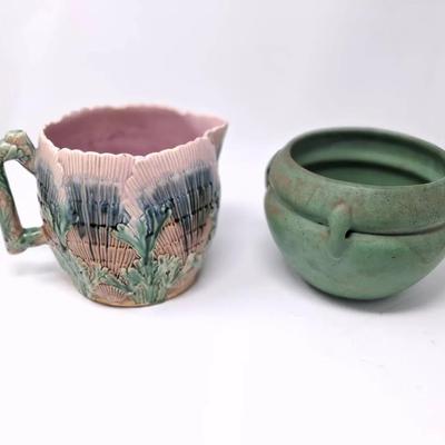 Roseville & Etruscan Majolica Pitchers