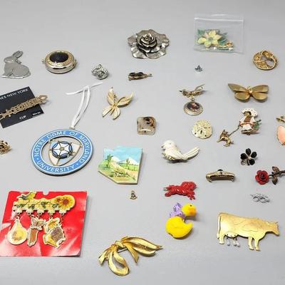 Gold-Toned & Bejeweled - Costume Jewelry Pins, Brooches, And More!