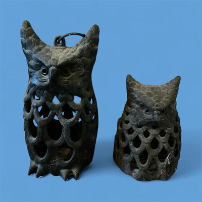 Cast Iron Owl Candle Lanterns