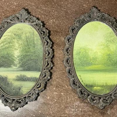 Nancy Riley Landscape Oil Paintings Antique Frames