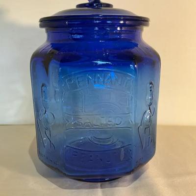 Planters Cobalt Blue Glass 5 Cent Peanut Jar