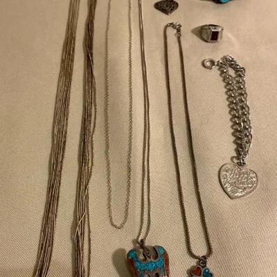 Sterling Silver Jewelry Including A Liquid Silver Necklace 