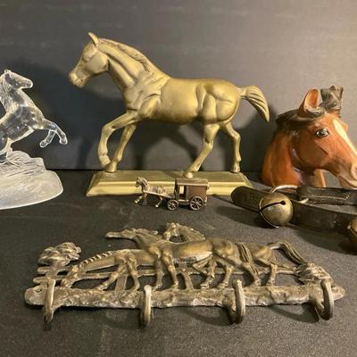 Horse Goods Glass, Brass, Leather Bells And Key Holder 