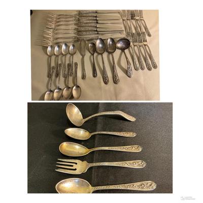 Steiff Corsage Pattern Sterling Silver Flatware 38pc 