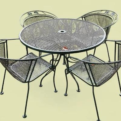 Painted Green Metal Patio Table & Chairs