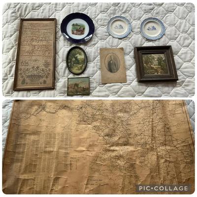 Antique Maryland Map, Photographs, Prints, Crosstitch, & More