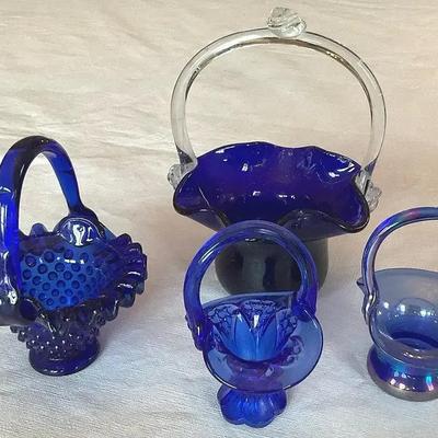 Blue Petite Glass Baskets, Gibson, Hobnail, And More