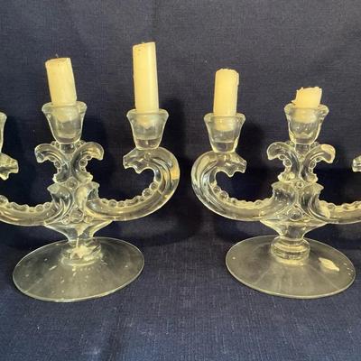 Vintage Heisey 3-Light Candelabras 