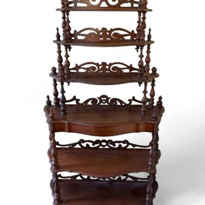 Six Tier Carved Etagere