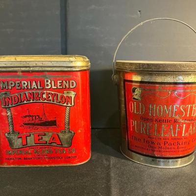Imperial Blend Tea And Old Homestead Lard Tin 