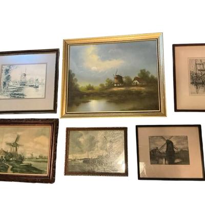Windmill Paintings & Prints Vintage & Antique
