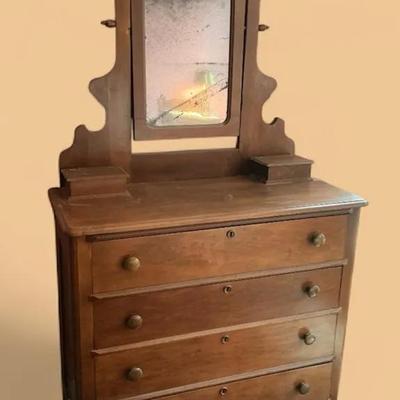 Antique Chest of Drawers w/ Mirror Medium Finish