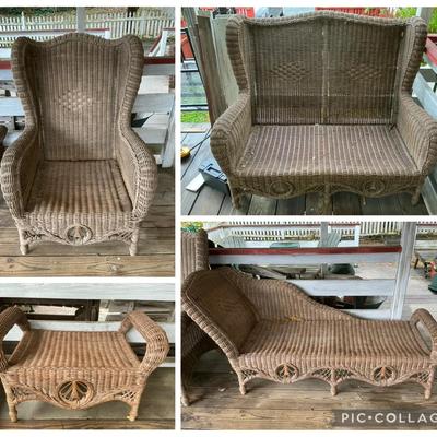Brown Wicker Patio Furniture 4pcs