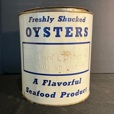 Oyster Tin “Hubbard Pier & Seafood Inc.” Rock Hall, Md 