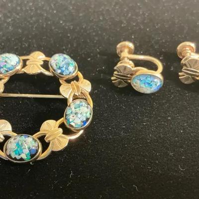 Vintage Van Dell 12kt Gold Filled Pendant Wreath And Earrings 