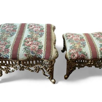 Merritt’s Antiques Cast Iron Framed Footstools