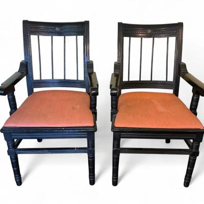 Two Wood Framed Antique Chairs