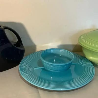 Fiesta Serving Platter, Pitcher And Lidded Casserole
