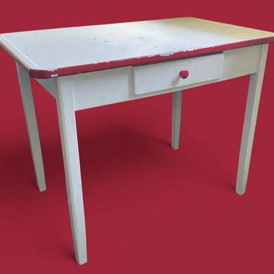 Retro Wood Table w/ Metal Top