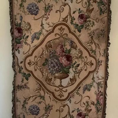 Floral Wall Hanging Tapestry w/ Rod