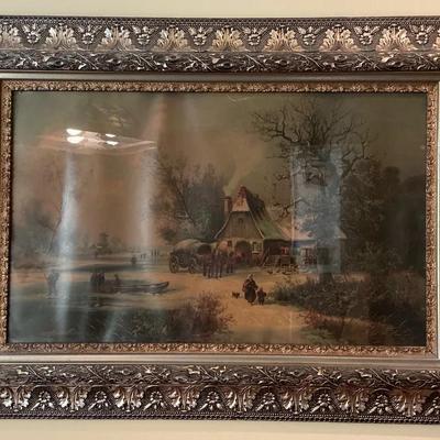 Large Orante Frame Antique Print 48.75"w x 34.5"h