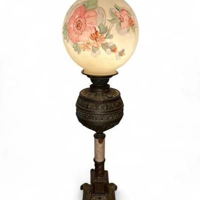 Gone With The Wind Floral Globe Hurricane Lamp (31 Inch)