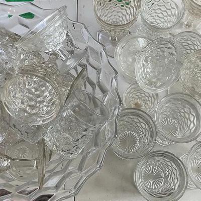 Fostoria Clear Glass Cubist Punch Bowl, Glasses, And More
