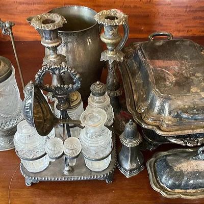 Antique Victorian Silverplated Cruet Set And More
