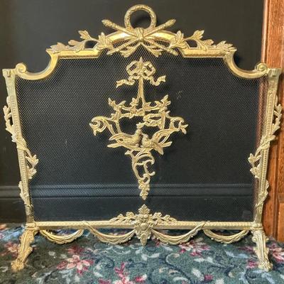 Ornate Brass Fireplace Screen
