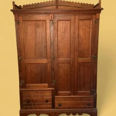 Antique Wood Gun Cabinet 78"h x 46"w x 16"d