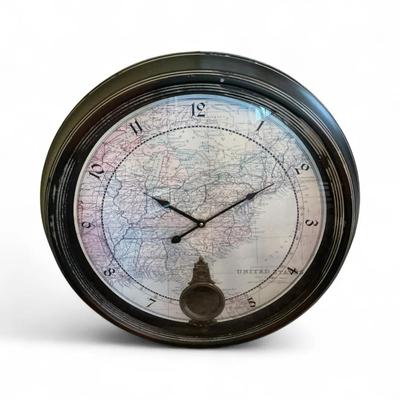 Three Hands Corp Map Clock (24 Inch)