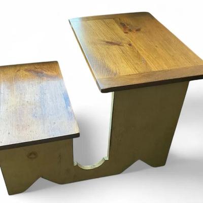 Vintage Wood Children's Desk Plant Stand