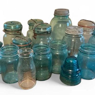 Blue Glass Jars Vintage & Antique