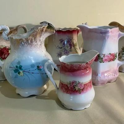 Violet And Roses Painted Small Scale Pitchers
