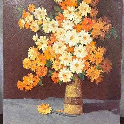 J. Alvin Storck - Vintage Signed Floral Still Life Original Painting on Board