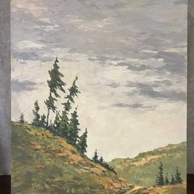 J. Alvin Storck - Timber Ridge - Vintage Signed Modernist Landscape Original Painting on Board