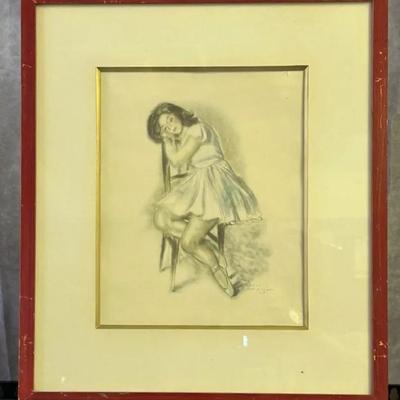 Gisbert Solar - Vintage Framed Napping Girl Print