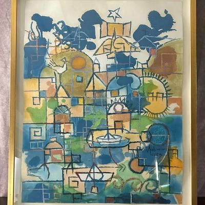 Vladimir Lopez - Ciudad Diciembre - Large Signed Framed Abstract Expressionist Original Painting