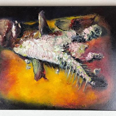 Signed Inga K. - Abstract Roadkill Original Painting on Canvas
